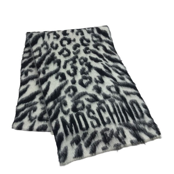 Moschino leopard print mohair/wool blend scarf - Picture 1 of 8